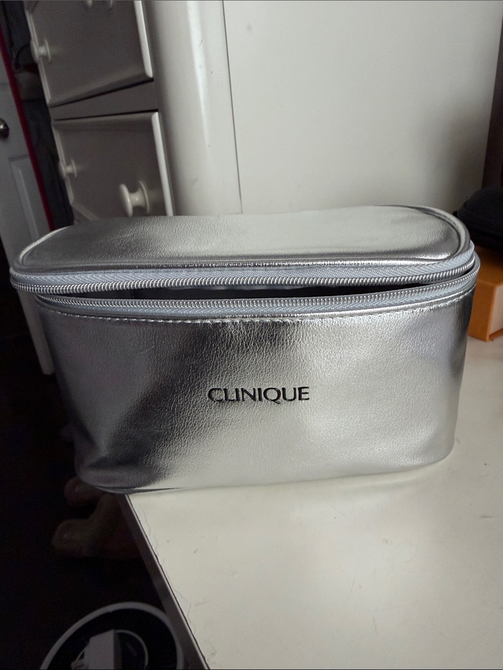 Clinique Small Light Silver Cosmetic Pouch